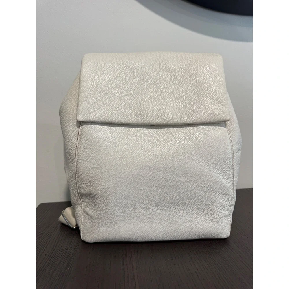 Nordstrom Pebbled Leather Flap Backpack‎ Women OS Off White Minimalist Chic